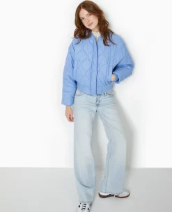Blouson Matelassé Forme Bomber - Bleu Foncé