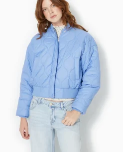 Blouson Matelassé Forme Bomber - Bleu Foncé