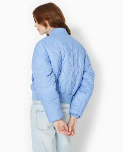 Blouson Matelassé Forme Bomber - Bleu Foncé