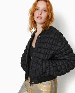Blouson Matelassé Forme Bombers - Noir