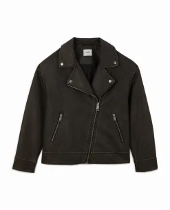 Blouson Motard Oversize En Simili - Marron