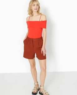 Body Avec Encolure Bardot Et Bretelles - Rouge