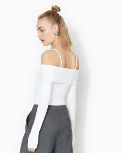 Body Manches Longues Encolure Bardot - Blanc