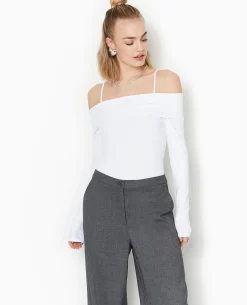 Body Manches Longues Encolure Bardot - Blanc