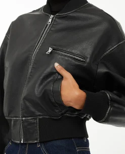 Bomber En Simili - Noir
