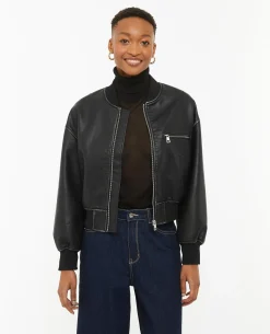 Bomber En Simili - Noir