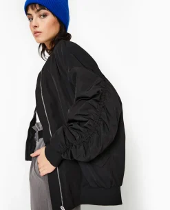 Bombers Oversize Avec Fronces Dos Et Manches - Noir