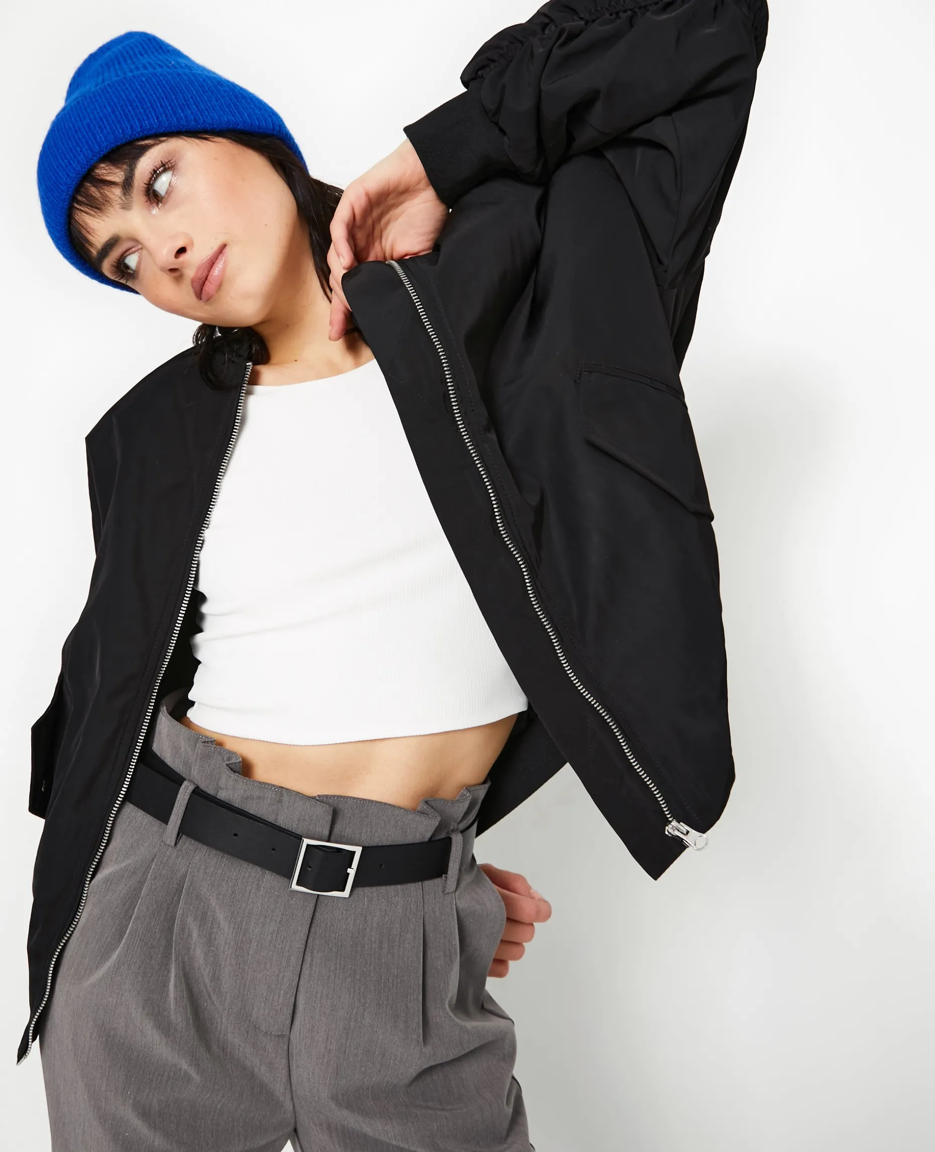 Bombers Oversize Avec Fronces Dos Et Manches - Noir