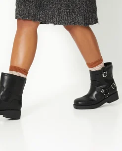 Boots Motardes Avec Détails Brides Et Boucle - Noir