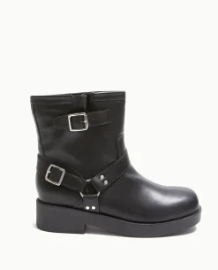Boots Motardes Avec Détails Brides Et Boucle - Noir