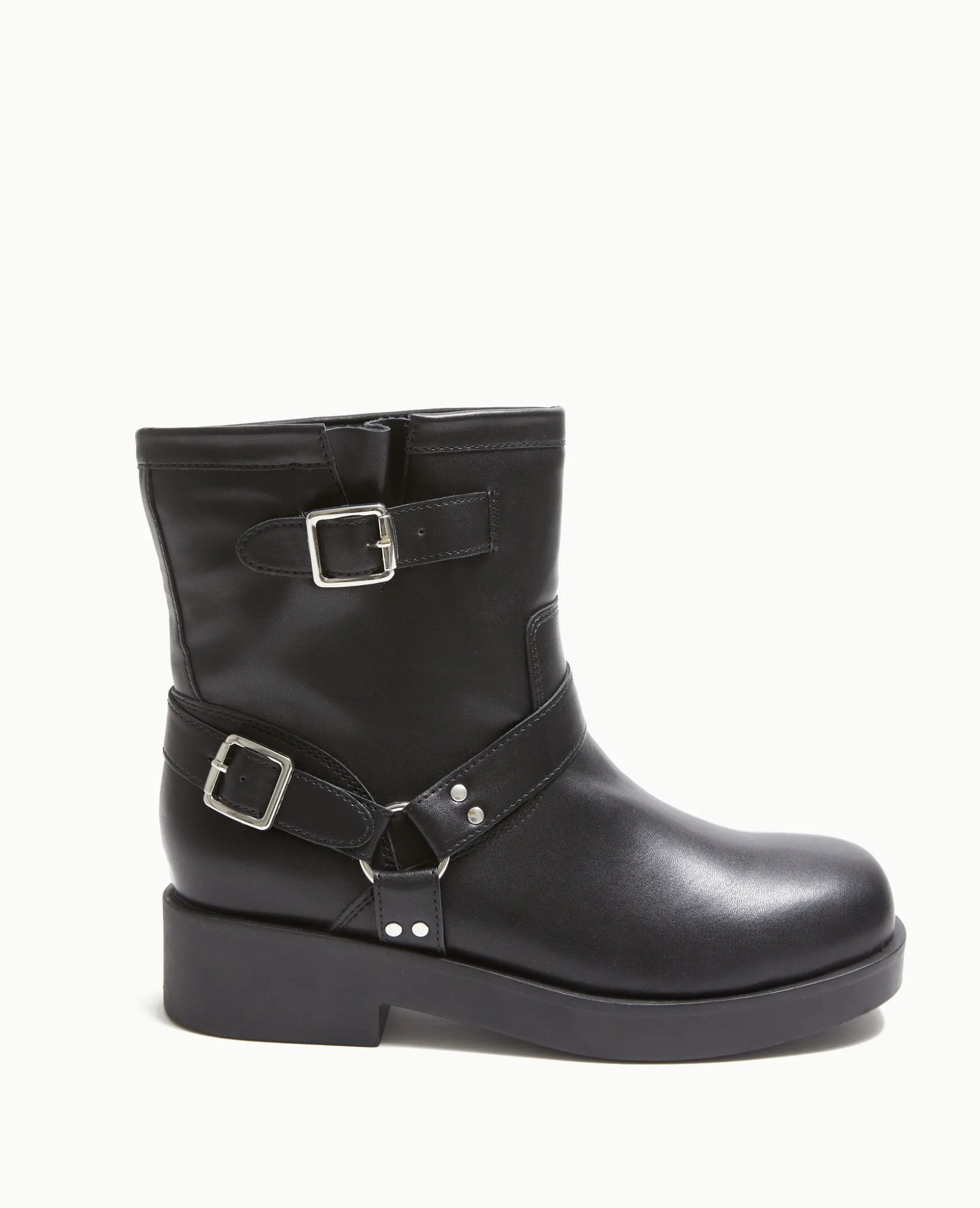 Boots Motardes Avec Détails Brides Et Boucle - Noir