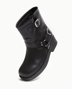 Boots Motardes Avec Détails Brides Et Boucle - Noir
