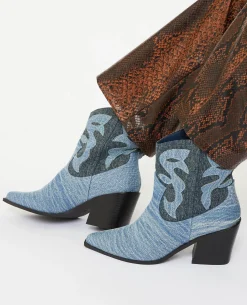 Boots Santiags En Jean - Bleu
