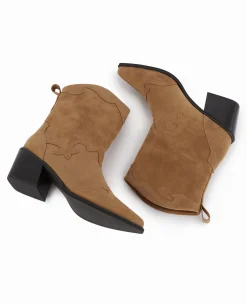 Boots Santiags En Suédine - Beige