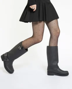 Bottes Esprit Motard Avec Brides Et Boucles - Gris