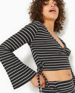 Cache-cœur En Maille Rayée - Noir