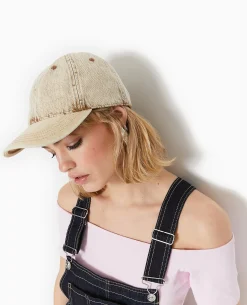 Casquette En Jean Délavé - Marron