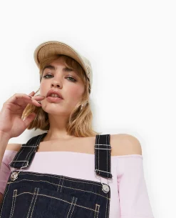 Casquette En Jean Délavé - Marron