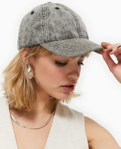 Casquette En Jean Délavé - Noir