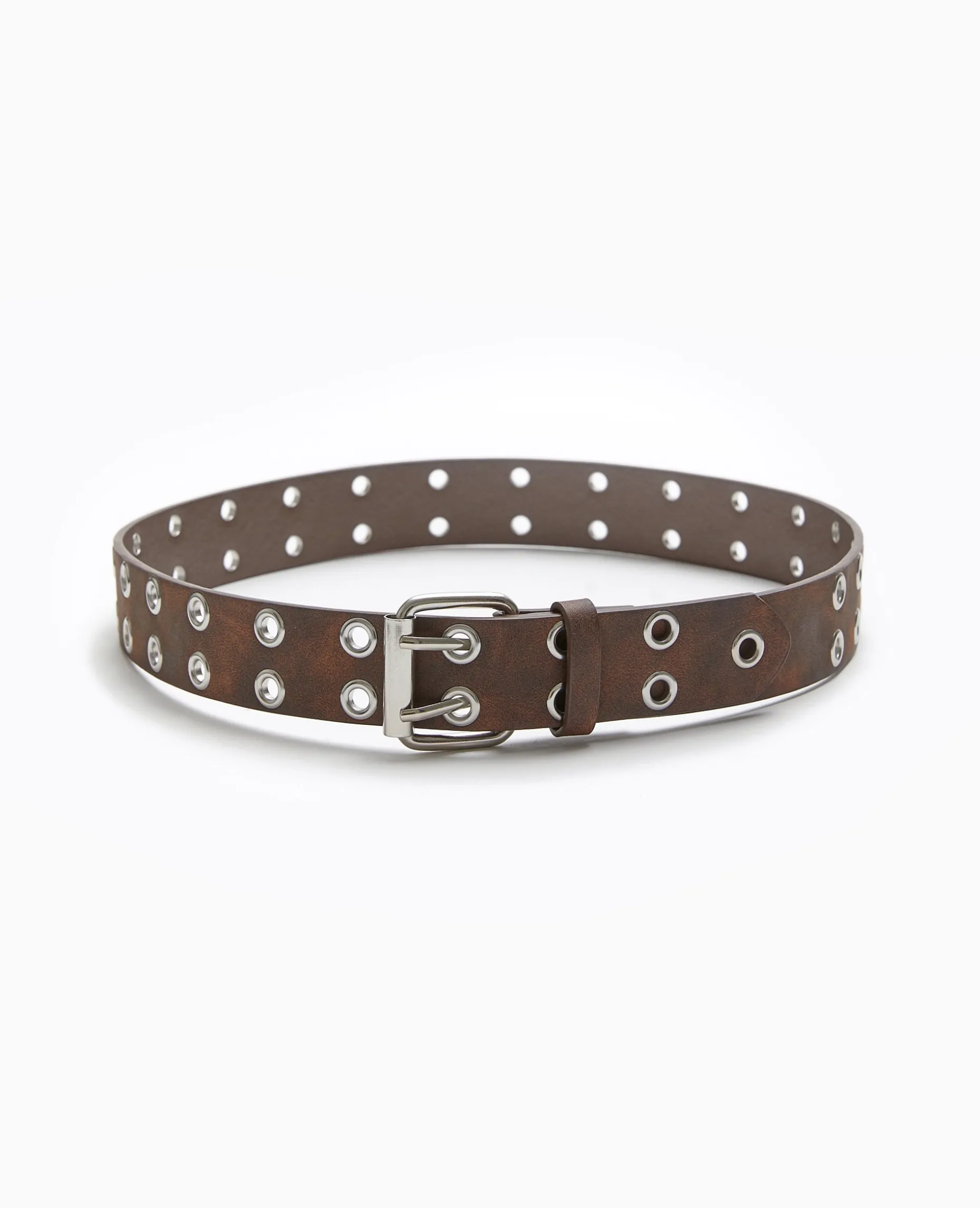 Ceinture Aspect Vieilli Avec œillets Métalliques - Marron