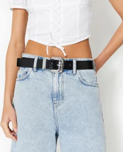 Ceinture Avec Boucle Carrée - Noir