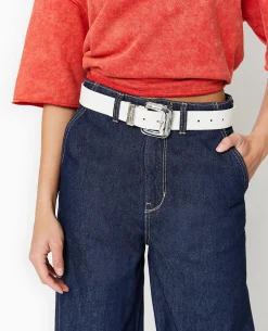 Ceinture Avec Boucle Carrée - Blanc