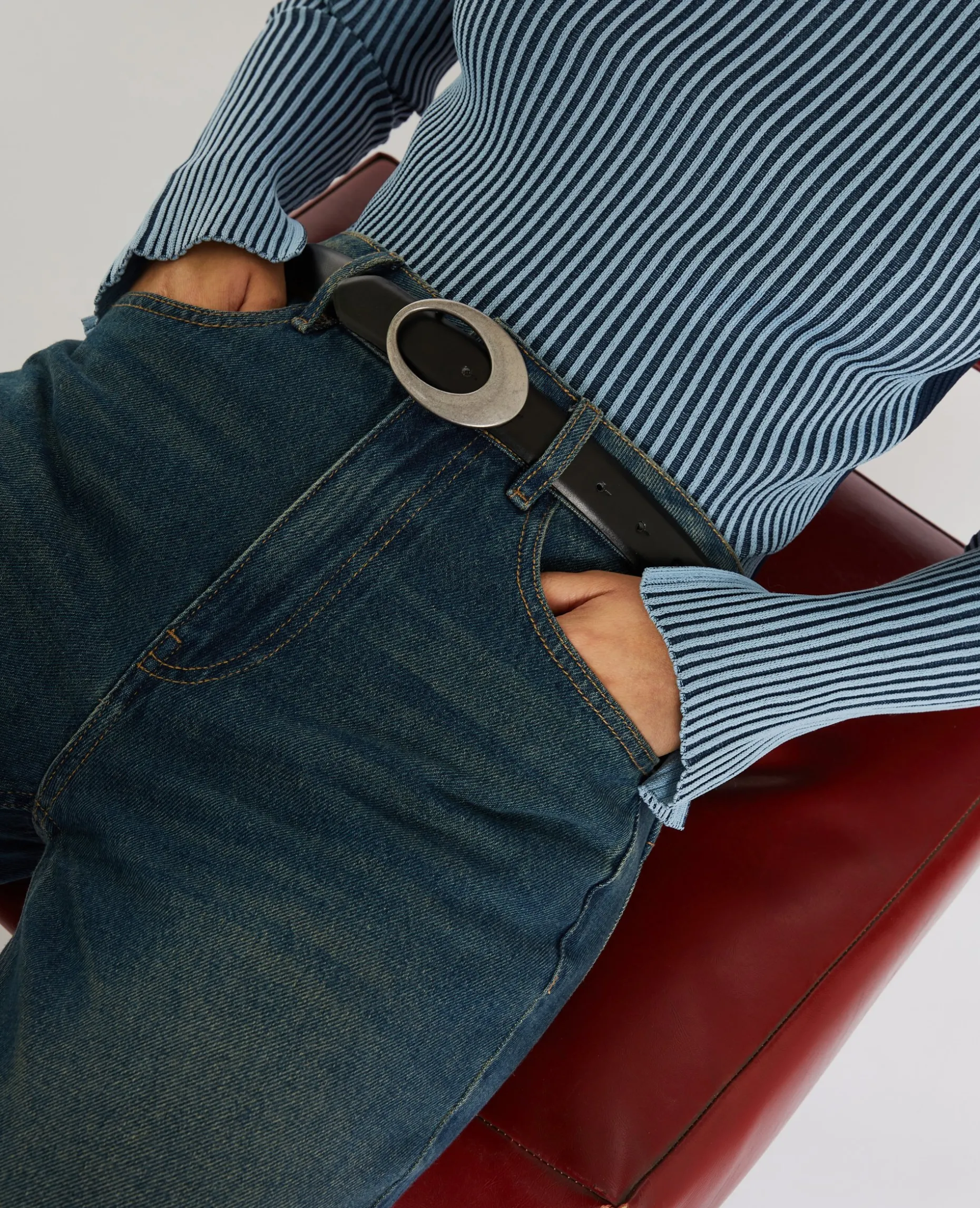 Ceinture Avec Boucle Ovale - Noir