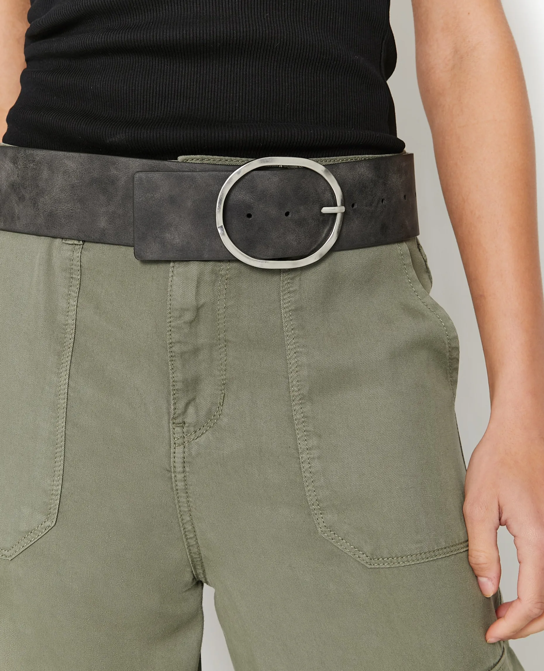 Ceinture Avec Boucle Ovale - Noir
