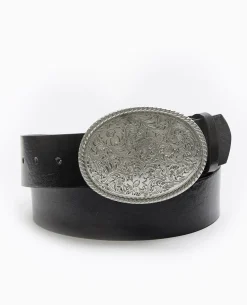 Ceinture Avec Grande Boucle Esprit Western - Noir