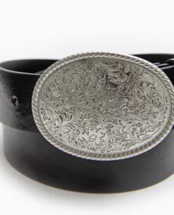 Ceinture Avec Grande Boucle Esprit Western - Noir