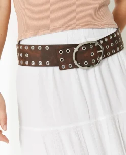 Ceinture Avec œillets Métalliques - Marron