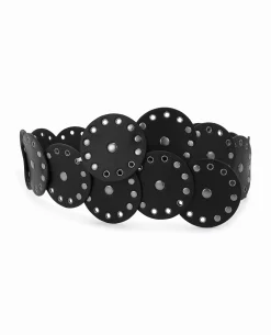 Ceinture Avec Ronds, Oeillets Et Clous - Noir