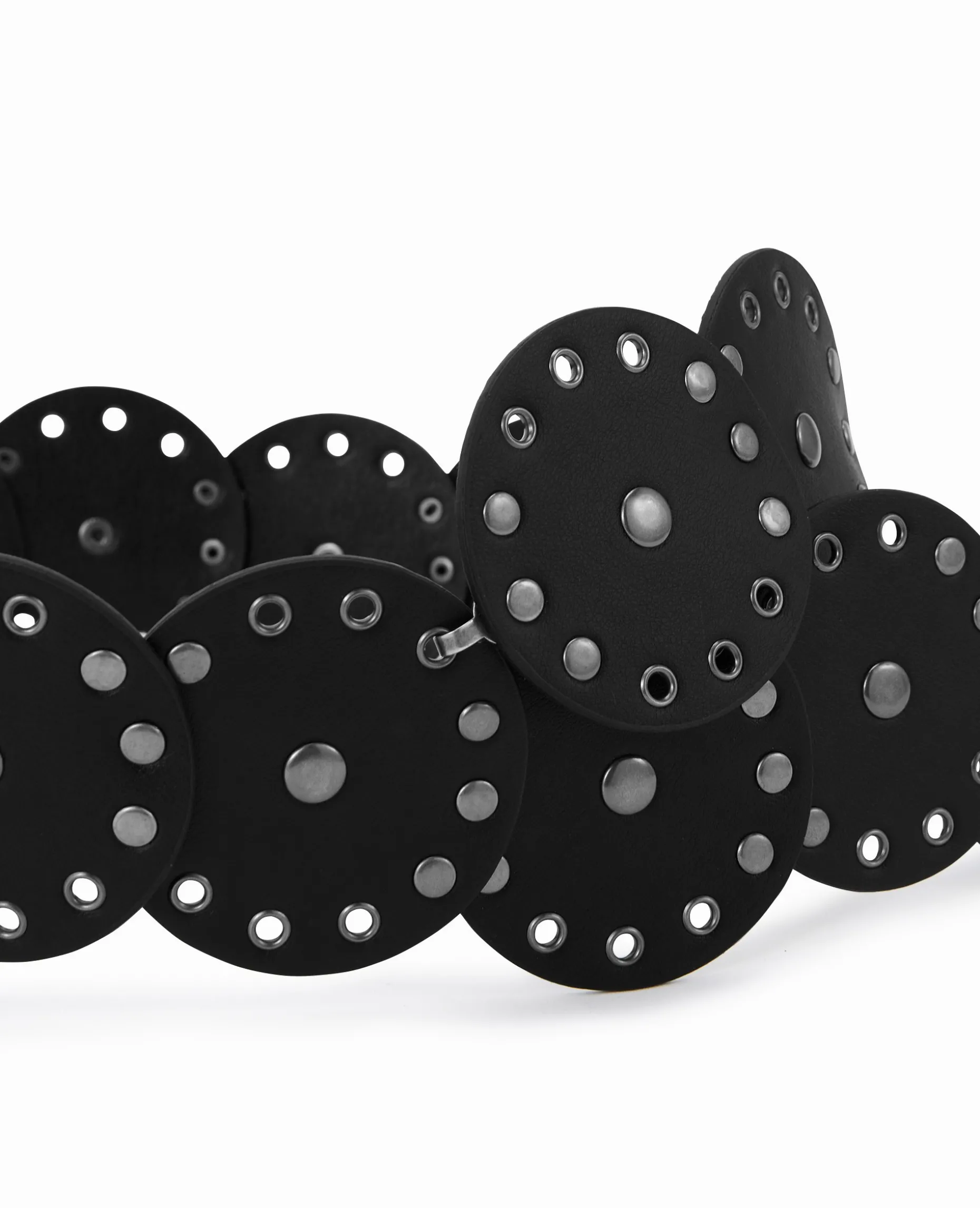 Ceinture Avec Ronds, Oeillets Et Clous - Noir