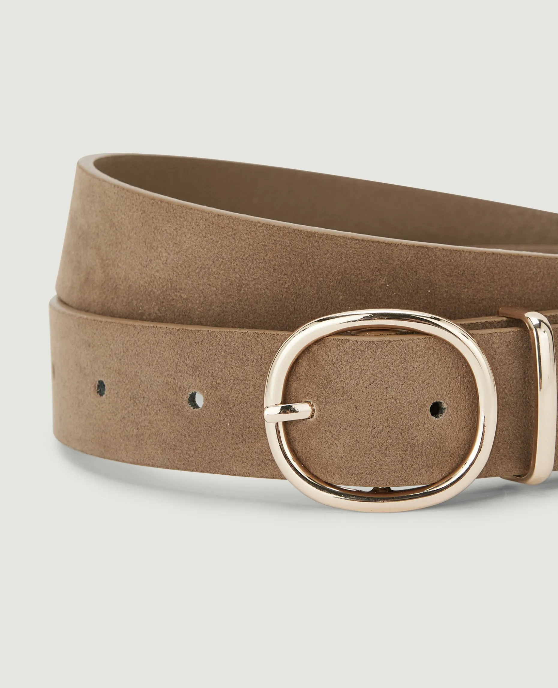 Ceinture Boucle Ovale - Beige