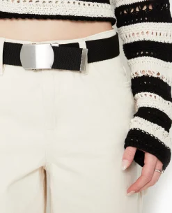 Ceinture En Canvas Avec Boucle Métallique - Noir