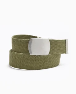 Ceinture En Canvas Avec Boucle Métallique - Vert Kaki