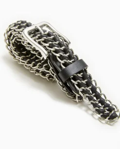 Ceinture En Chaînes Et Lacets - Noir