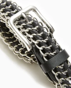 Ceinture En Chaînes Et Lacets - Noir