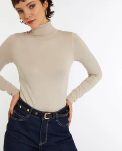 Ceinture Fine Avec Clous Dorés - Noir