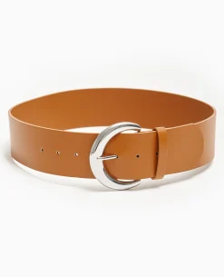 Ceinture Large Avec Grosse Boucle - Camel