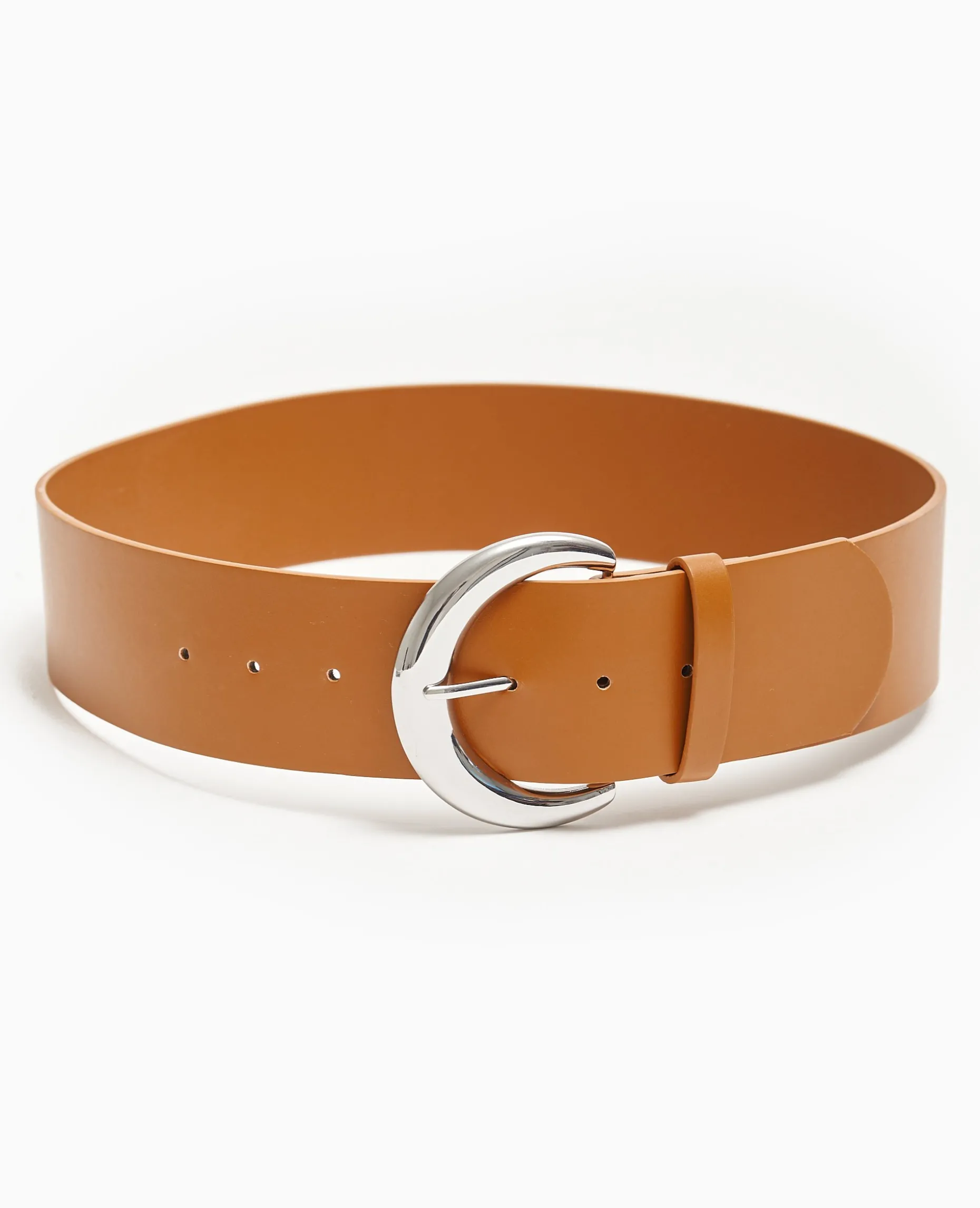 Ceinture Large Avec Grosse Boucle - Camel