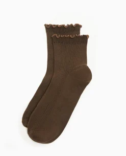 Chaussettes Avec Bords Ondulées - Marron