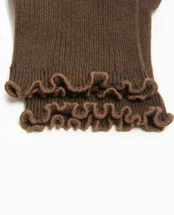 Chaussettes Avec Bords Ondulées - Marron