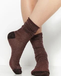 Chaussettes Avec Fils Lurex - Marron