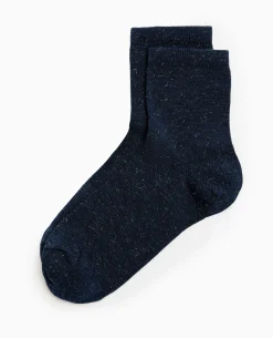 Chaussettes Avec Fils Lurex Effet Paillettes - Bleu Marine