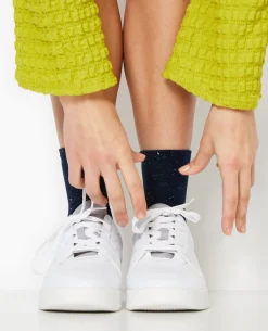 Chaussettes Avec Fils Lurex Effet Paillettes - Bleu Marine