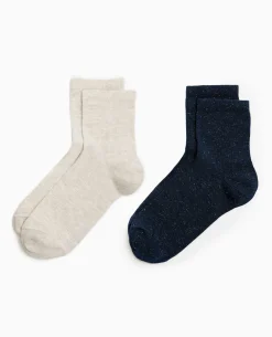 Chaussettes Avec Fils Lurex Effet Paillettes - Bleu Marine