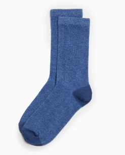 Chaussettes En Maille Chinée - Bleu Clair