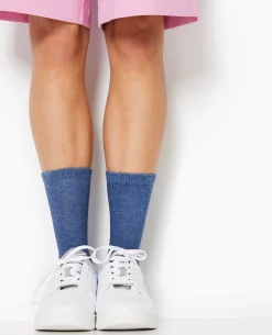 Chaussettes En Maille Chinée - Bleu Clair
