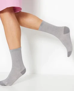 Chaussettes En Maille Chinée - écru